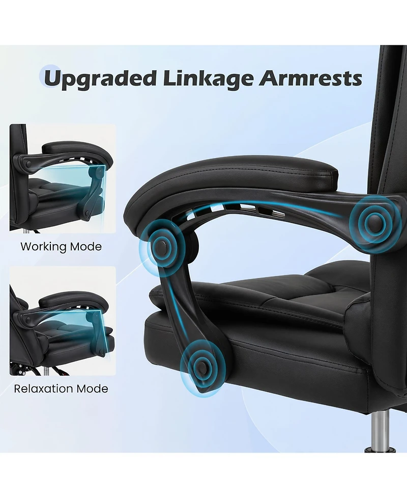 Gymax Executive Chair High Back Office with Linkage Armrests Adjustable Height