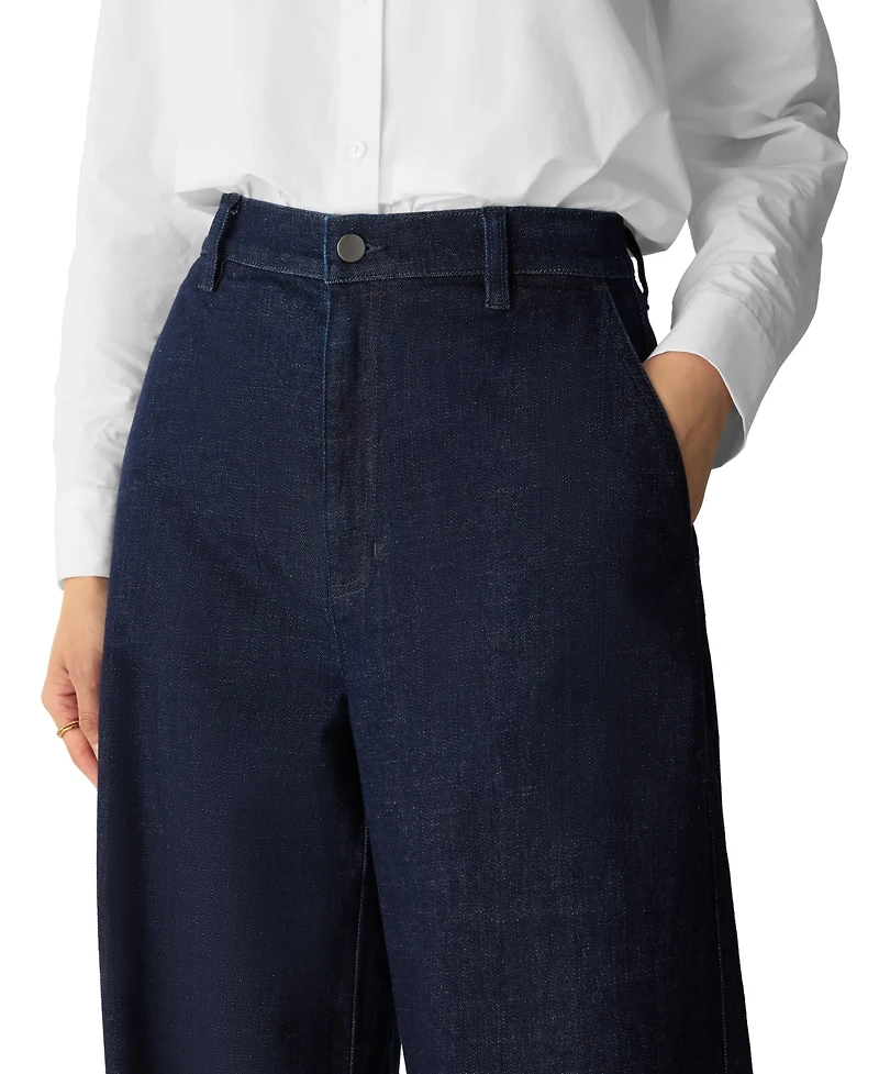 Eileen Fisher Women's High-Waisted Wide-Leg Cotton-Blend Denim Pants