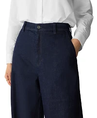 Eileen Fisher Women's High-Waisted Wide-Leg Cotton-Blend Denim Pants