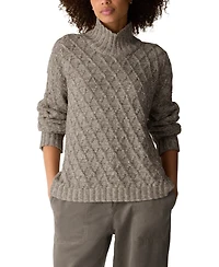 Eileen Fisher Women's Cable-Knit Turtleneck Cotton-Blend Sweater