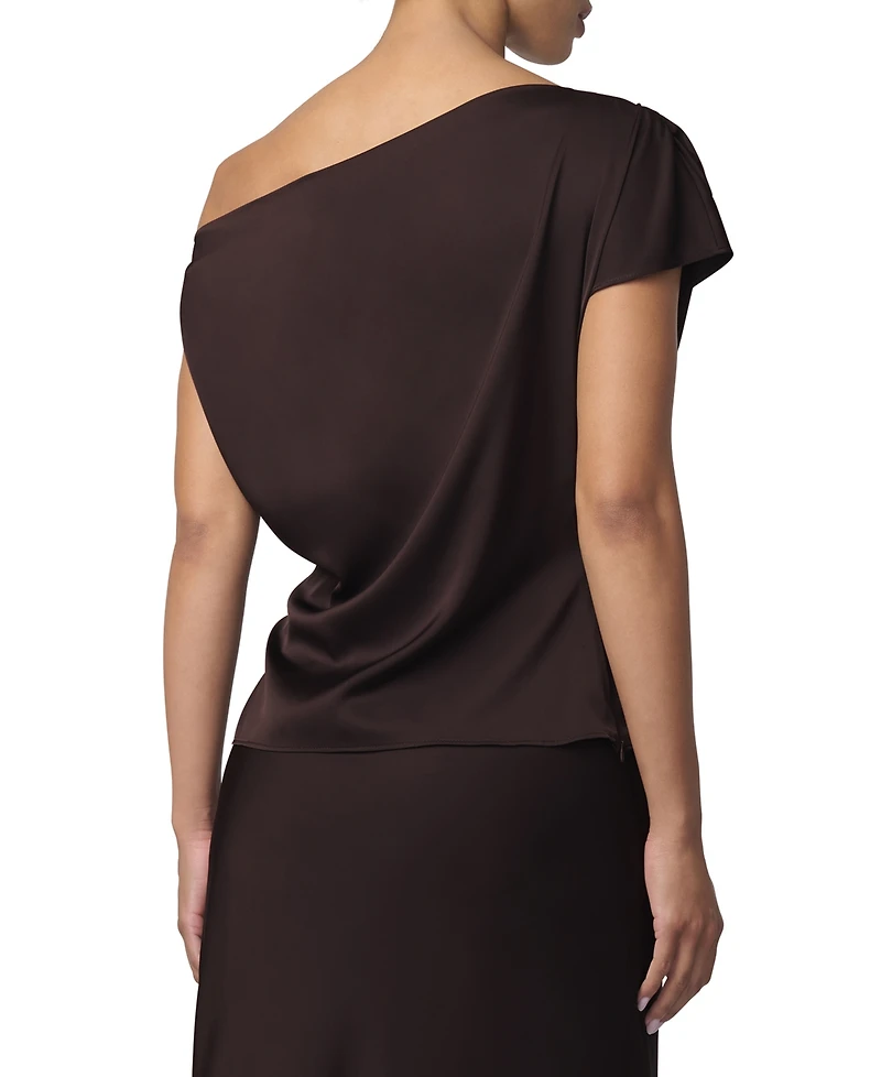 Joe's Jeans Women's Isla Asymmetrical Satin Drape Neck Blouse