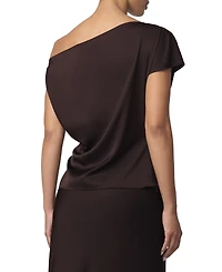 Joe's Jeans Women's Isla Asymmetrical Satin Drape Neck Blouse