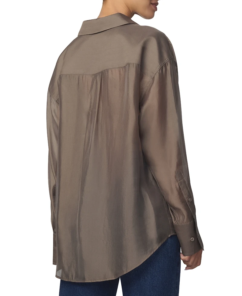 Joe's Jeans Women's Organza Boyfriend Sheer Long-Sleeve Button-Up Shirt