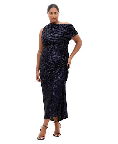 City Chic Plus Sequin Star Off Shoulder Maxi Dress