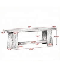 Slickblue Farmhouse Style Wooden Bench with Rustic Warm Wood Finish
