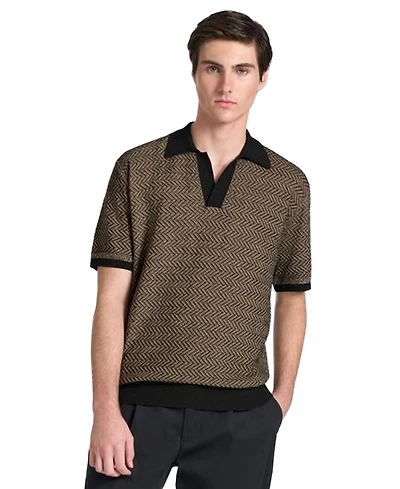 Ted by Baker Men's Eccleston V-Neck Herringbone Classic-Fit Polo Shirt