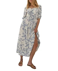 Mint Velvet Women's Floral-Print Dropped-Waist Short-Sleeve Maxi Dress