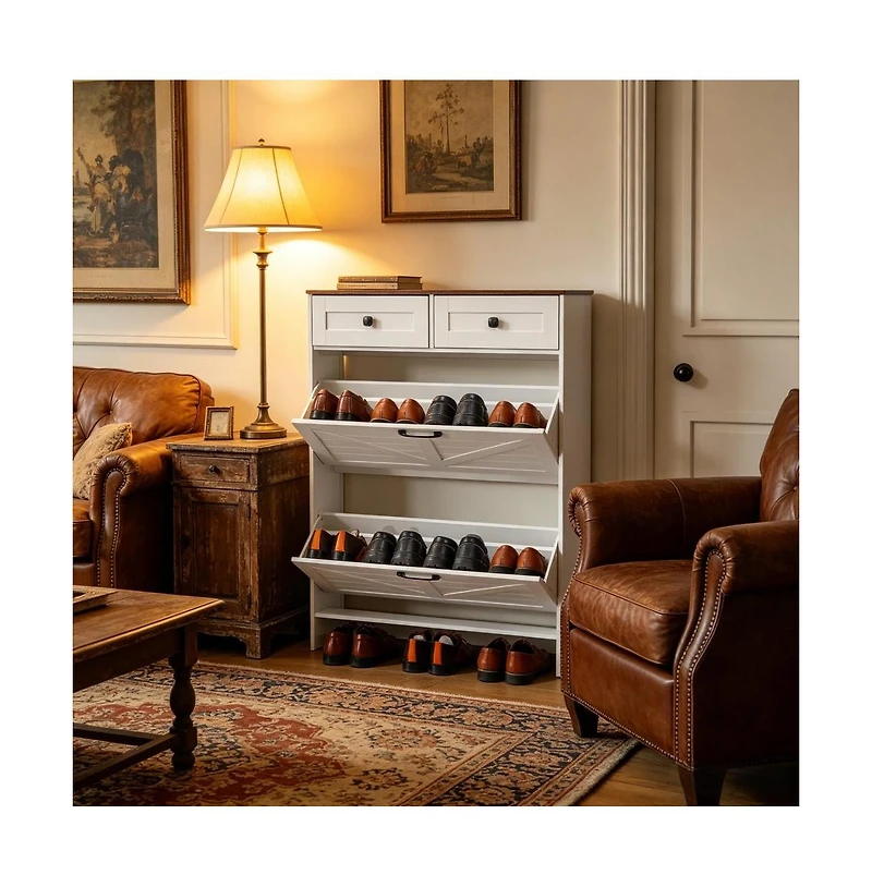 Slickblue Entryway Shoe Storage Cabinet with Hidden Shoe Organizer