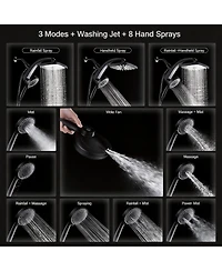 Cyqbd 1.75 Gallons Rain Shower Head Handheld Combo 9 Spray Jets Docking System