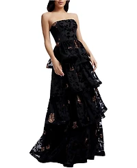 Dress The Population Women's Willa Strapless Tiered A-Line Gown