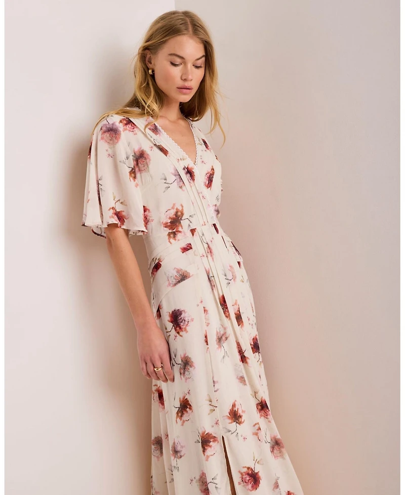Mint Velvet Women's Soft Bloom Button-Front Midi Dress