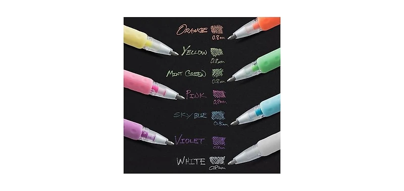 Pentel Arts Milky Pop Pastel Gel Pen, (0.8mm) Medium Line, Assorted Ink (F/G/K/P/S/V/2W), 8-Pk