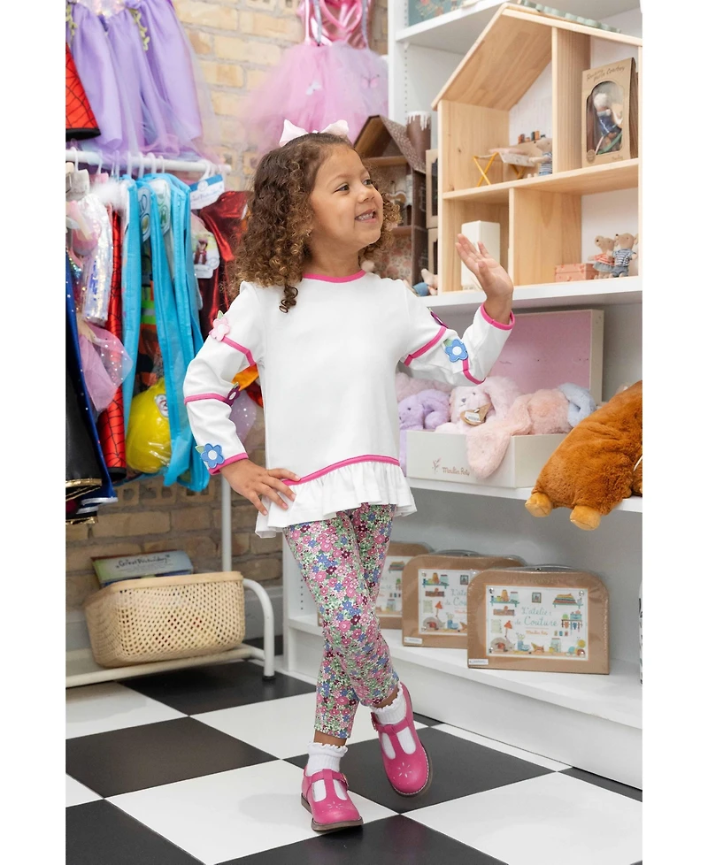 Florence Eiseman Toddler Girls (2T-4T) Knit Tunic Set with Flowers.