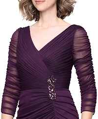 Alex Evenings Women's V-Neck Embellished Mesh Dress