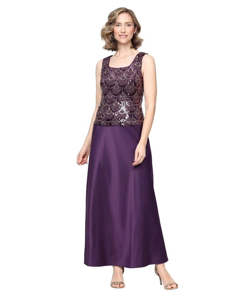 Alex Evenings Women's Long Sequin Jacket Dress