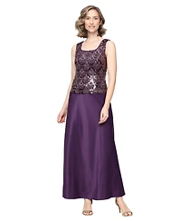 Alex Evenings Women's Long Sequin Jacket Dress