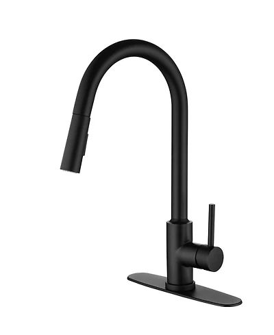 Thirtypeachy Single Handle High Arc Pull-Down Kitchen Faucet, Stainless Steel with 2-Function Sprayer and 360degree(s) Swivel