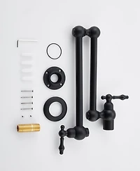 Thirtypeachy Wall Mount Pot Filler Faucet, Folding Swivel Arm with Dual Handles and Brass Construction