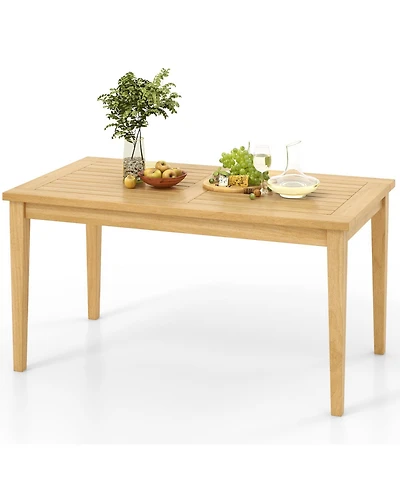 Mecale 20 in x 35.5 in Teak Coffee Table with Dual Slat Panels