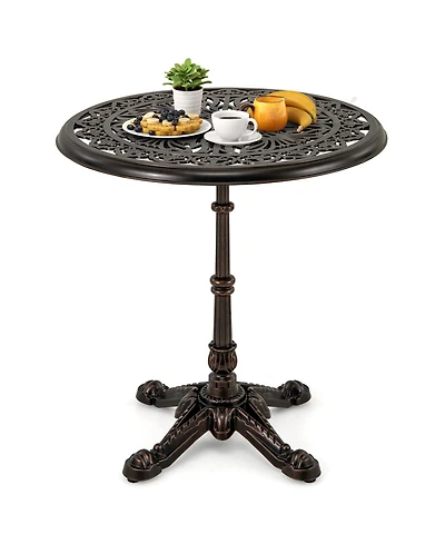 Mecale 27 in Round Cast Aluminum Bistro Table with Ornate Lattice Top