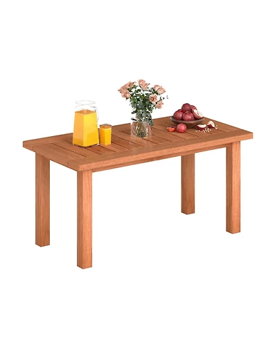 Mecale 35.5 in Solid Wood Patio Coffee Table with Slatted Top