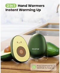Gaiatop Rechargeable Hand Warmers 2-Pack, Magnetic Avocado Design, 3 Heat Settings, Portable Pocket Heater, Reusable Electric Hand Warmers