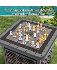 Mecale 21.5 in Square Pe Rattan End Table with 1.5 in Umbrella Hole