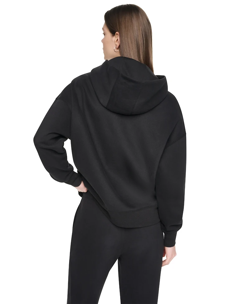 Dkny Sport Women's Flocked Logo Relaxed-Fit Hoodie