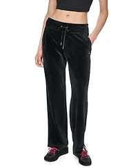 Dkny Sport Women's Mid-Rise Velour Wide-Leg Track Pants