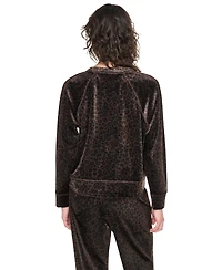 Dkny Sport Women's Leopard-Print Velour Raglan Pullover