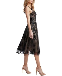 Dress The Population Women's Maren Sweetheart Neck 3D Floral Lace Midi Dress