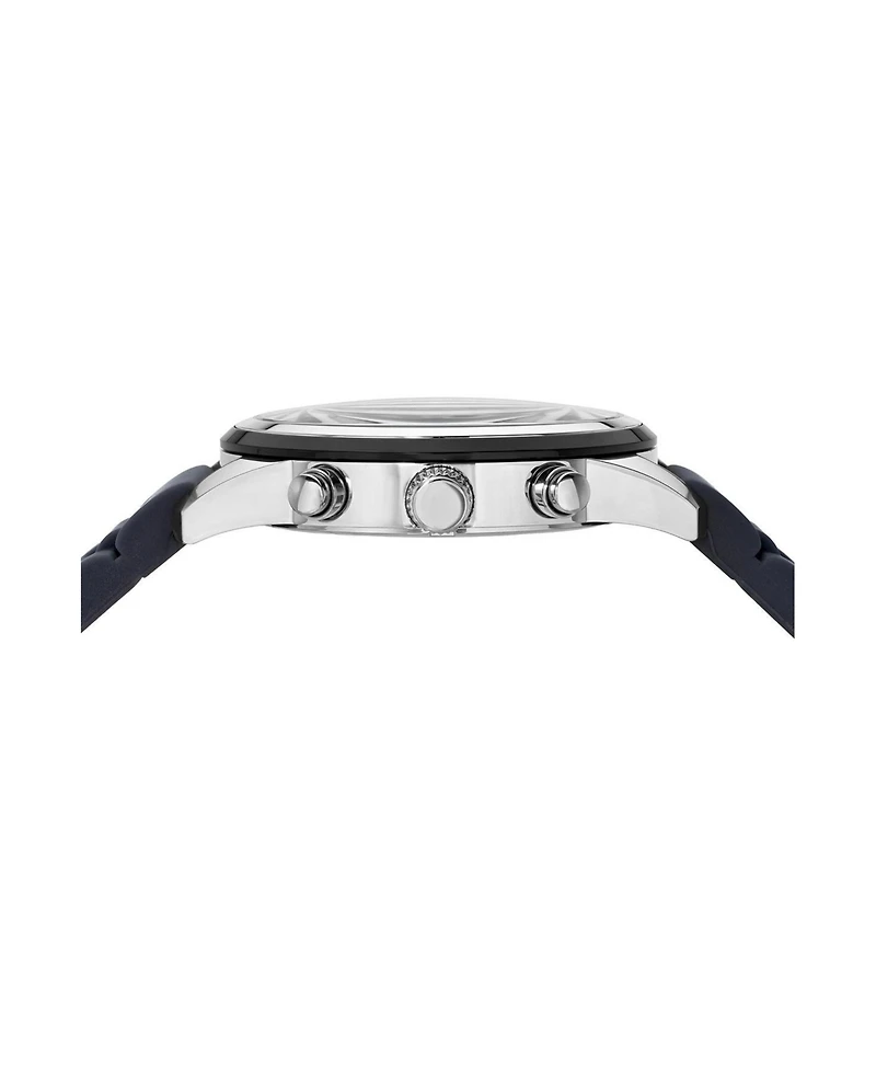 Porsamo Bleu Men's Logan Chronograph Silicone Strap Silver Tone Watch 44 mm