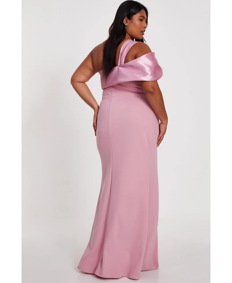 Quiz Plus Satin One Shoulder Maxi Dress