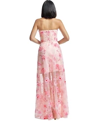 Dress The Population Women's Connor Strapless Sweetheart 3D Floral Bustier Fit and Flare Gown