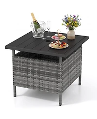 Mecale 22 in Patio Side Table with Wood-Look Top and 2 in Umbrella Hole