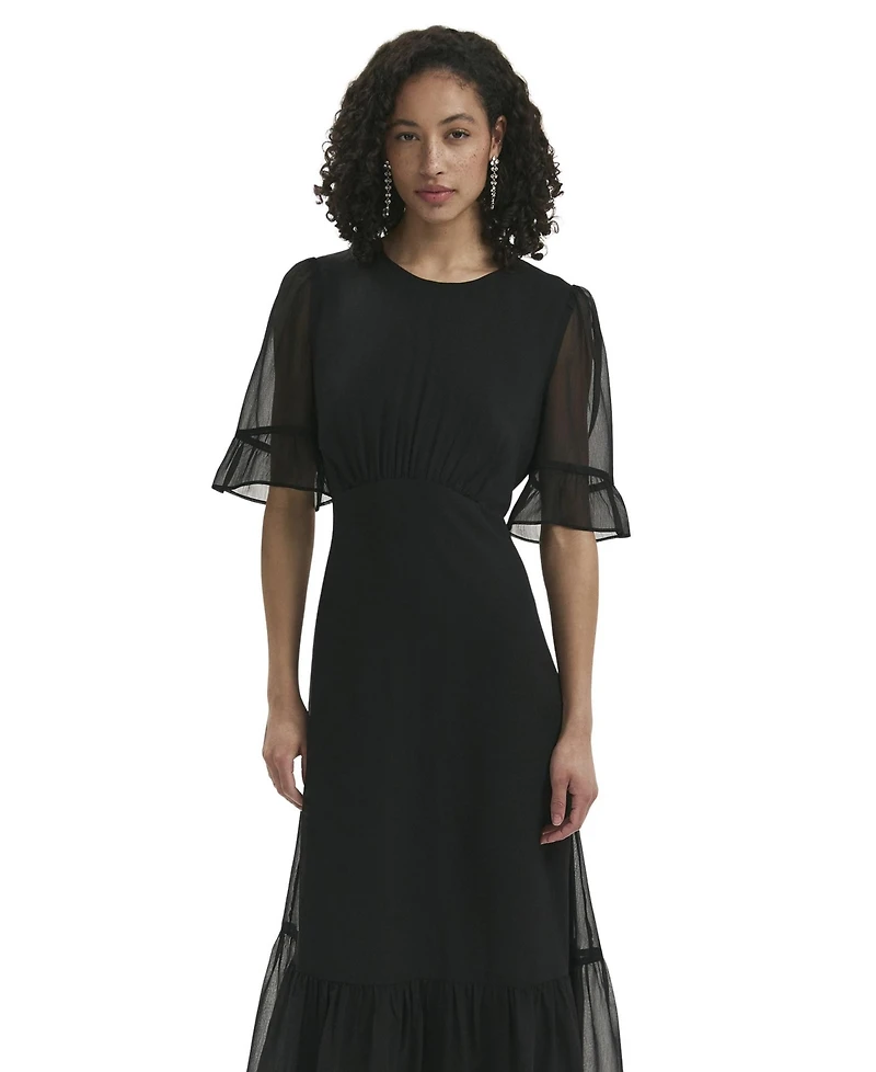Finery London Women's Jennifer Short Sleeve Chiffon Midi Dress
