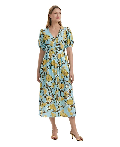 Finery London Women's Addison Floral Linen Blend Midi Dress