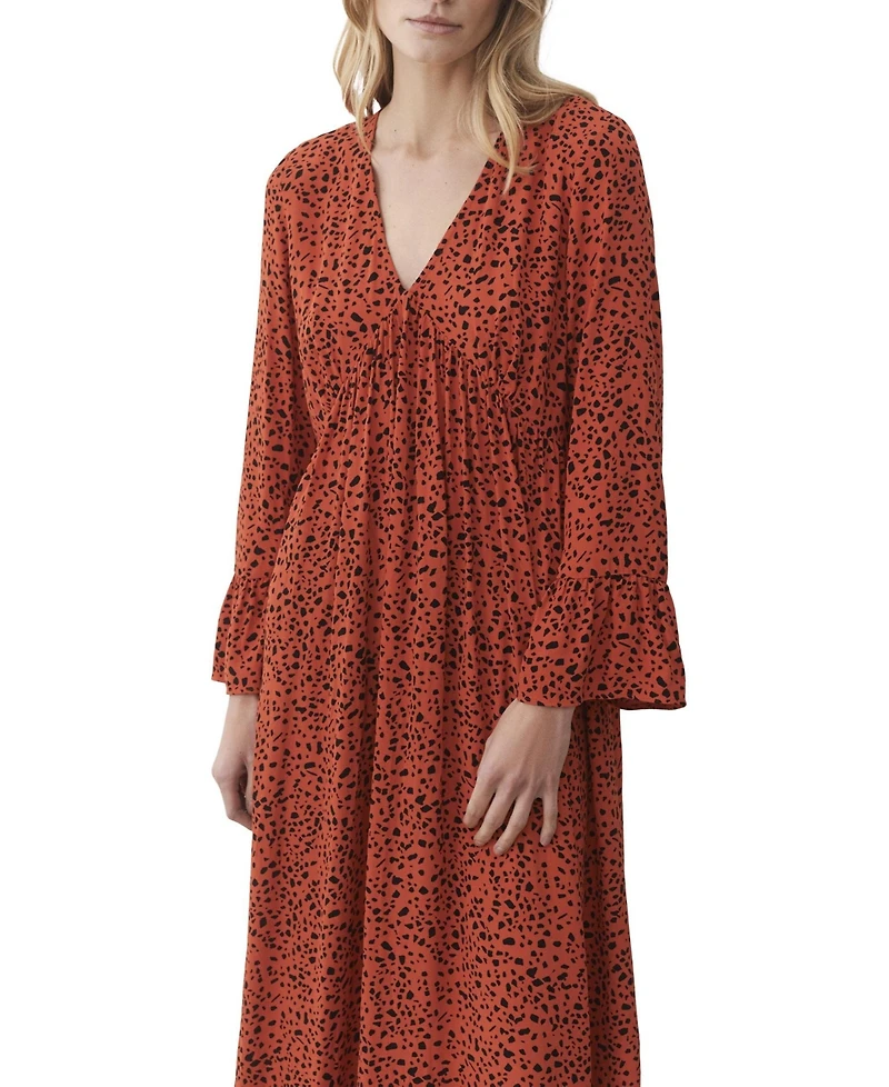 Finery London Women's Laura V-Neck Animal Print Midi Dress