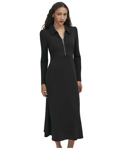 Finery London Women's Elvira Ponte Zip Front Midi Dress