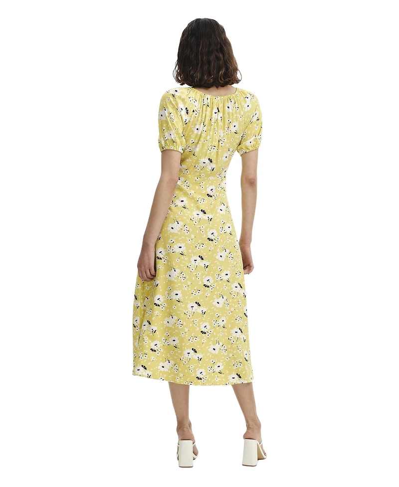Finery London Women's Regular Jada Puff Sleeve Midi Dress