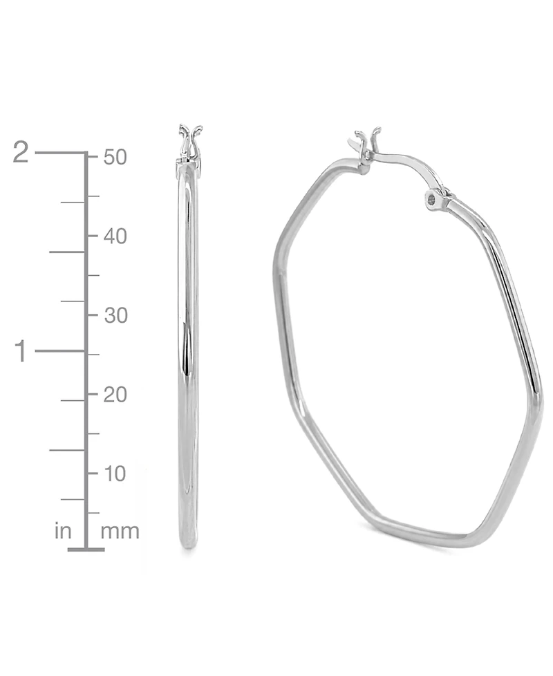 And Now This Hexagon Large Medium Hoop Earrings in Silver-Plate