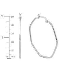 And Now This Hexagon Large Medium Hoop Earrings in Silver-Plate