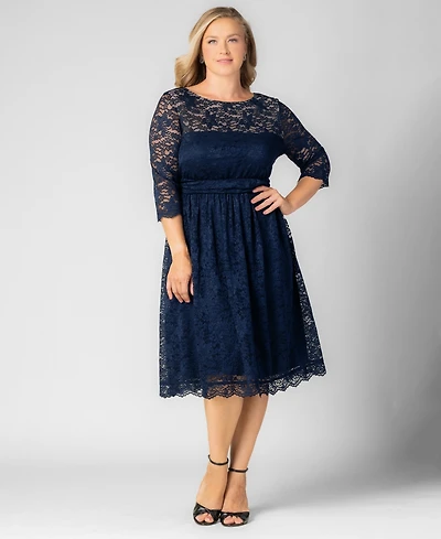 Kiyonna Plus Luna Lace Cocktail Midi Dress