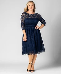Kiyonna Plus Luna Lace Cocktail Midi Dress