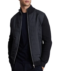 Reiss Men's Trainer Hybrid Quilt and Knit Slim-Fit Funnel-Neck Jacket