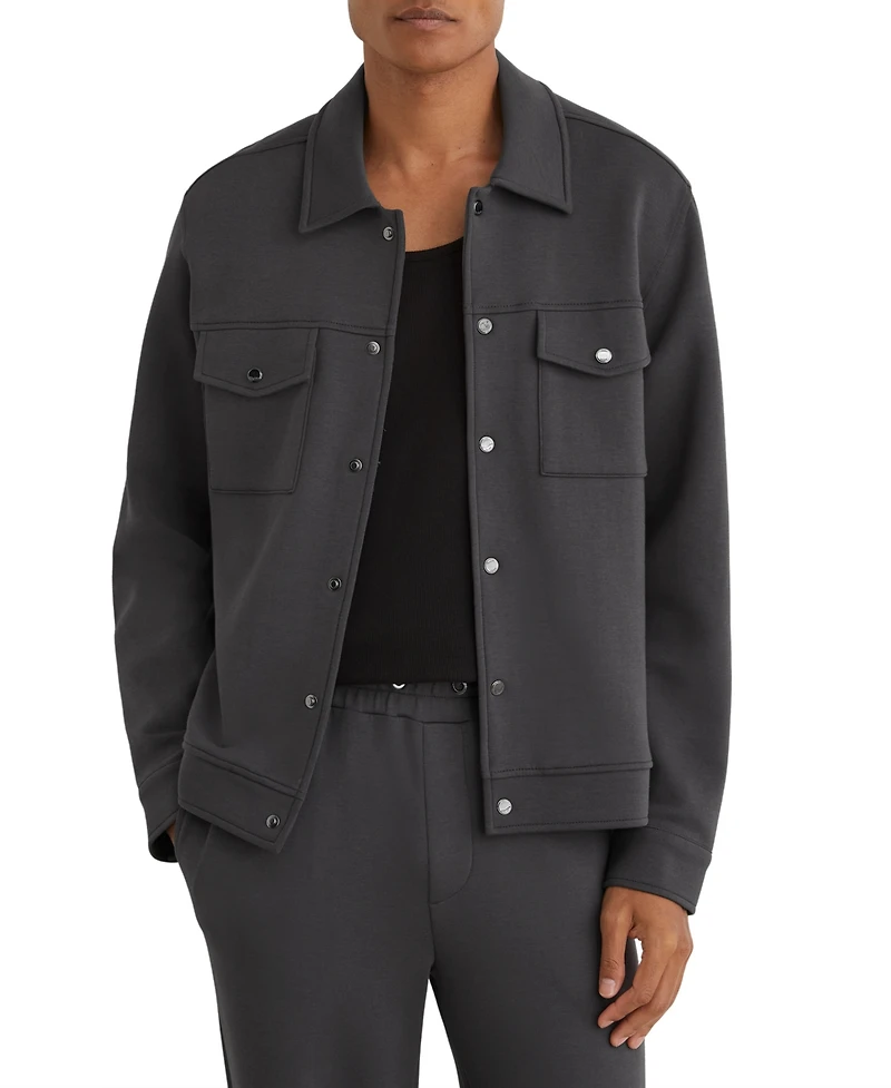 Reiss Men's Thom Sueded Interlock Jersey Overshirt