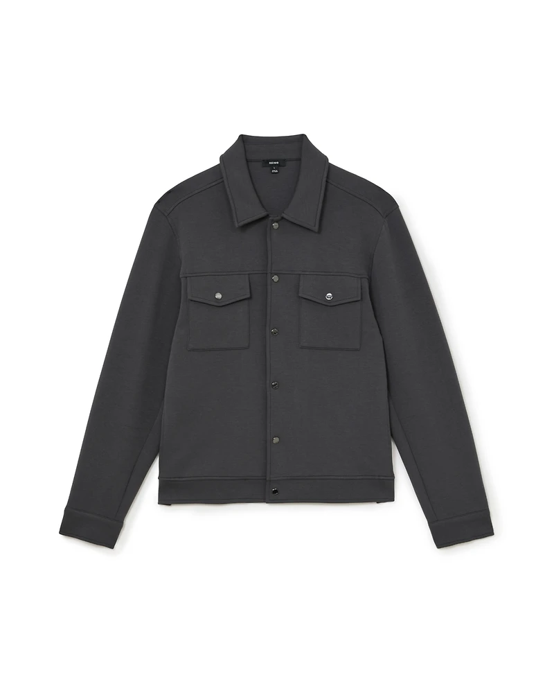 Reiss Men's Thom Sueded Interlock Jersey Overshirt