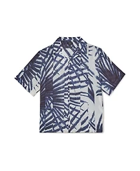 Reiss Men's Shindora Plisse Cuban-Collar Short-Sleeve Shirt