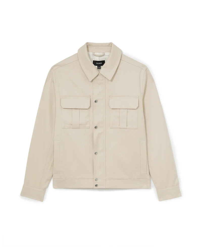 Reiss Men's Americas Lyocell-Cotton Twill Regular-Fit Bomber Jacket