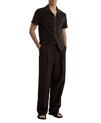 Reiss Men's Eden Cuban-Collar Short-Sleeve Cotton-Blend Towelling Shirt